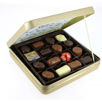 Coffret Héritage métal garni de 460 g  de chocolats Leonidas