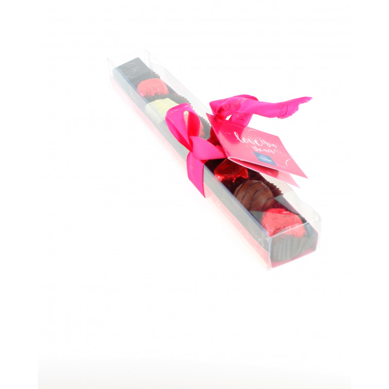 Réglette Saint Valentin 2017 garnie de 140g de Chocolats Léonidas.