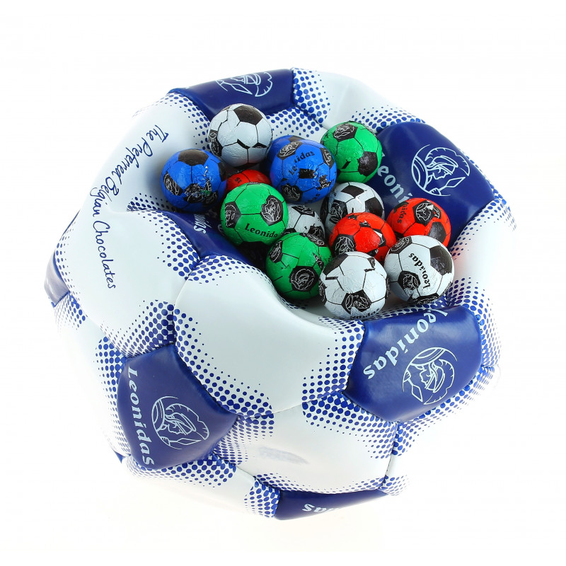 Ballon de foot cuir garni de 250g de Chocolats Léonidas pralinés.