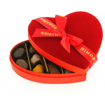 Cœur velours médium garni de 240 g de chocolats Leonidas
