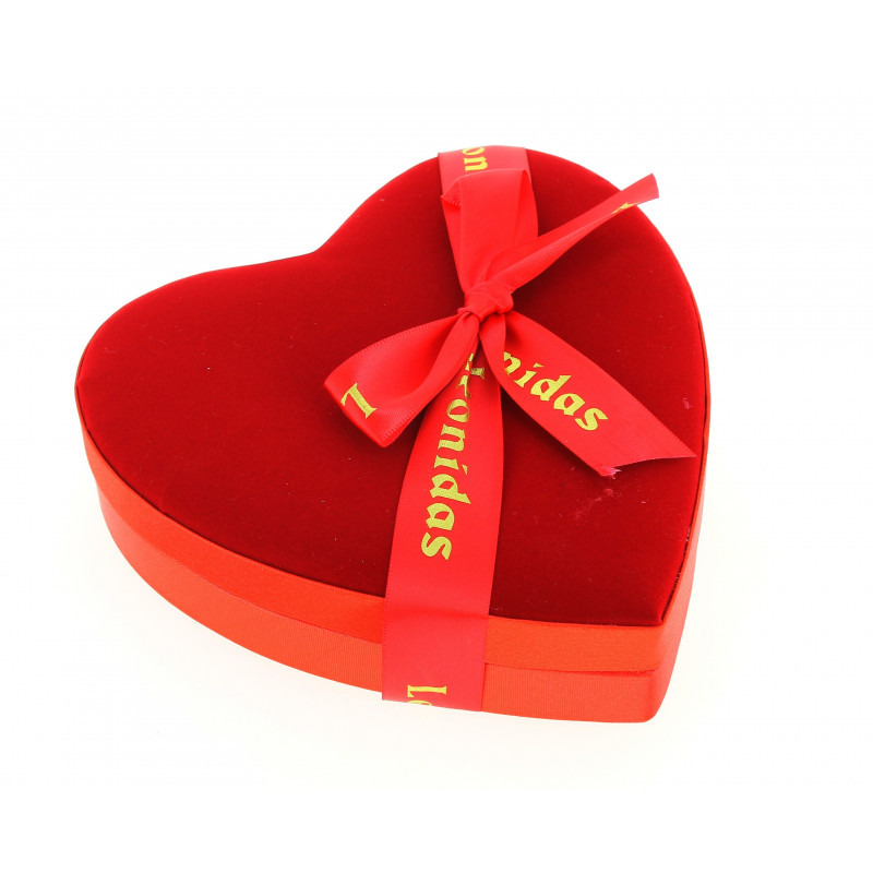 Cœur velours médium garni de 220g de Chocolats Leonidas.