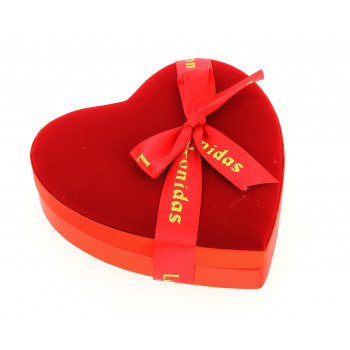 Cœur velours médium garni de 220g de Chocolats Leonidas.