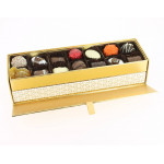 Coffret Ellipse deux étages garni de 410 g de chocolats Leonidas