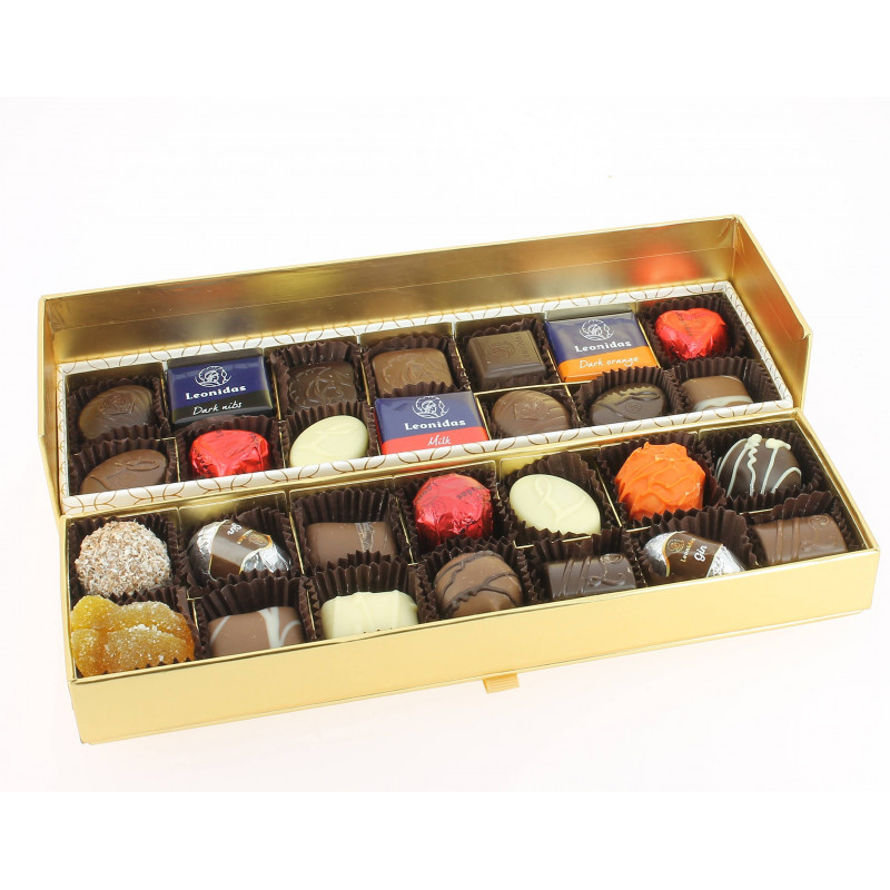 Coffret Ellipse deux étages garni de 410 g de chocolats Leonidas