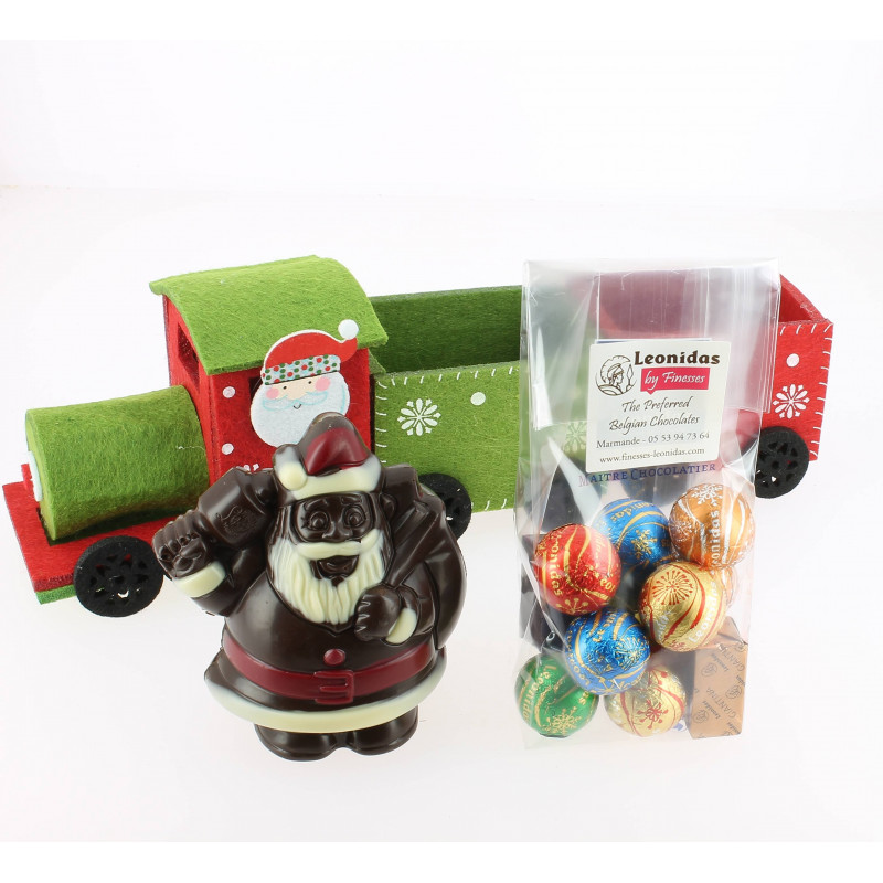 Petit train de Noël garni de 250 g de chocolats Leonidas