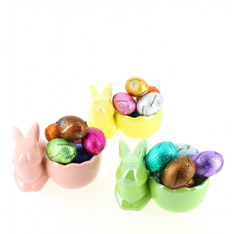 Coquetier coloris à choisir garni de 45 g de gourmandise Leonidas