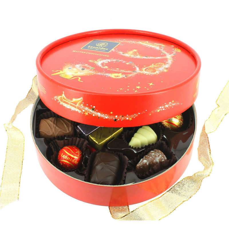 sachet sujet noel 50 gr chocolat Léonidas et 6 boules de noël 120 gr