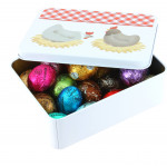 Boîte cocotte vichy garnie de 200 g de chocolats Leonidas