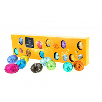 Réglette garnie de 20 petits œufs en chocolat Leonidas Réglette garnie de 20 petits œufs en chocolat Leonidas