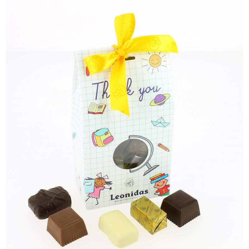 Sachet "Merci" garni de 200 g de chocolats Leonidas