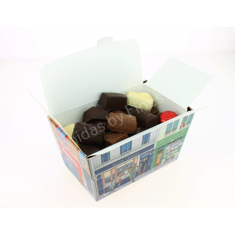 Ballotin métal garni de 500 g de chocolats Leonidas assortis