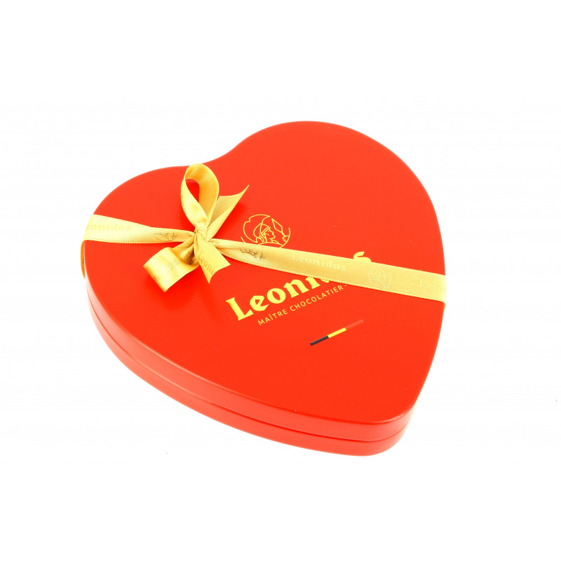 Coeur métal  garni de 140 g de chocolats Leonidas