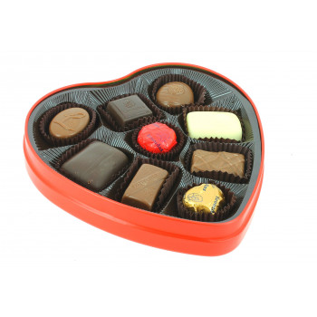 Coeur métal  garni de 140 g de chocolats Leonidas 2