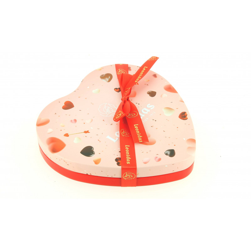 Coeur métal "édition limitée" garni de 125 g de chocolats Leonidas