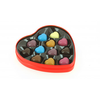 Coeur métal "édition limitée" garni de 125 g de chocolats Leonidas