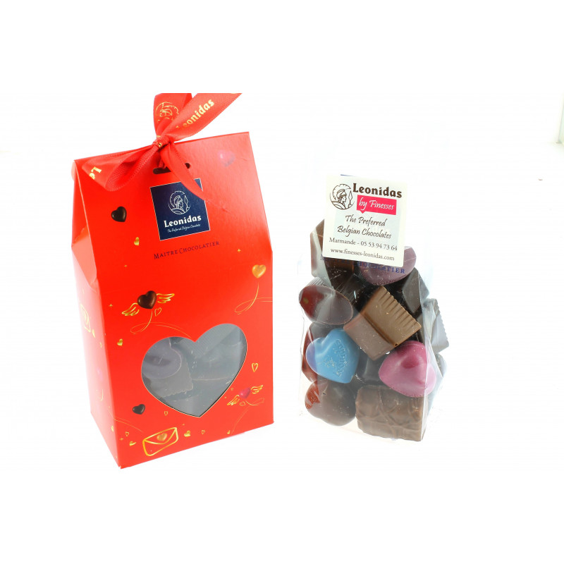 Pochette Valentine garnie de 200 g de chocolats Leonidas