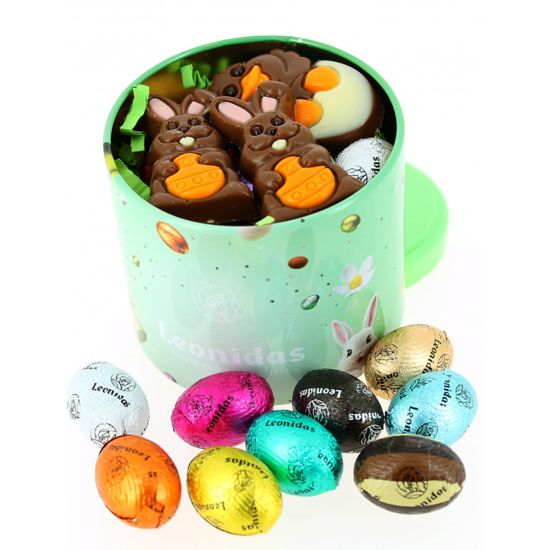 Coffret métal garni de 140 g de chocolats Leonidas