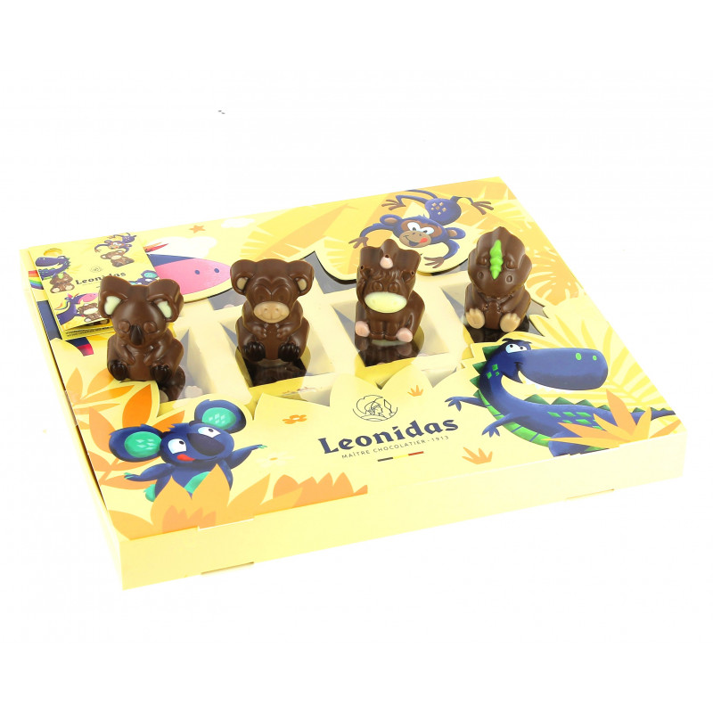 Coffret kids garnis de 155 g de petits animaux en chocolat Leonidas