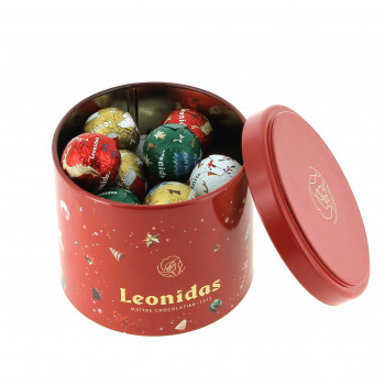 Cylindre de Noël garni de 200 g de chocolats Leonidas Cylindre de Noël garni de 200 g de chocolats Leonidas