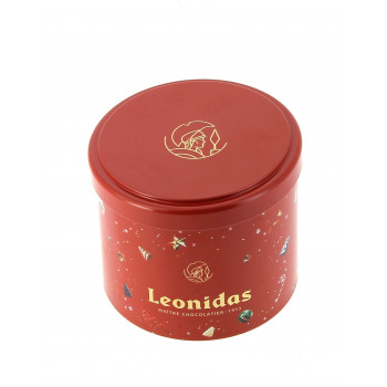 Cylindre de Noël garni de 200 g de chocolats Leonidas Cylindre de Noël garni de 200 g de chocolats Leonidas