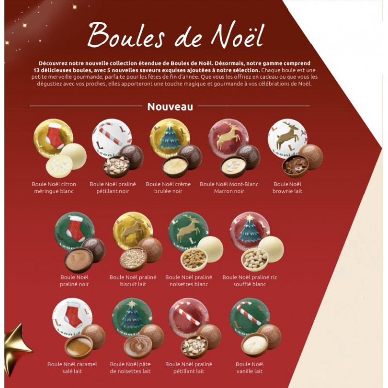 Cylindre de Noël garni de 200 g de chocolats Leonidas