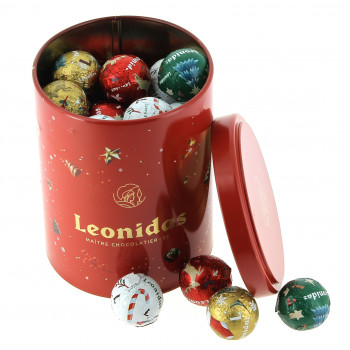 Cylindre de Noël garni de 420 g de chocolats Leonidas 2