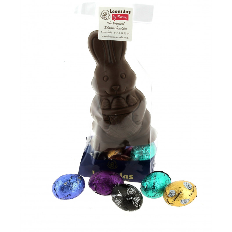 Sujet de Pâques 50 g et 5 œufs en chocolat Leonidas