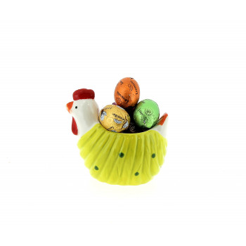 Coquetier poule et ses petits œufs en chocolat Leonidas