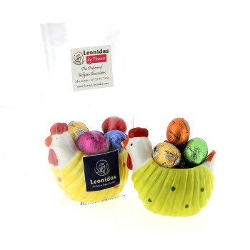 Coquetier poule et ses petits œufs en chocolat Leonidas 2