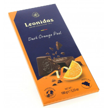Tablette 100 g chocolat Leonidas noir aux écorces d'oranges