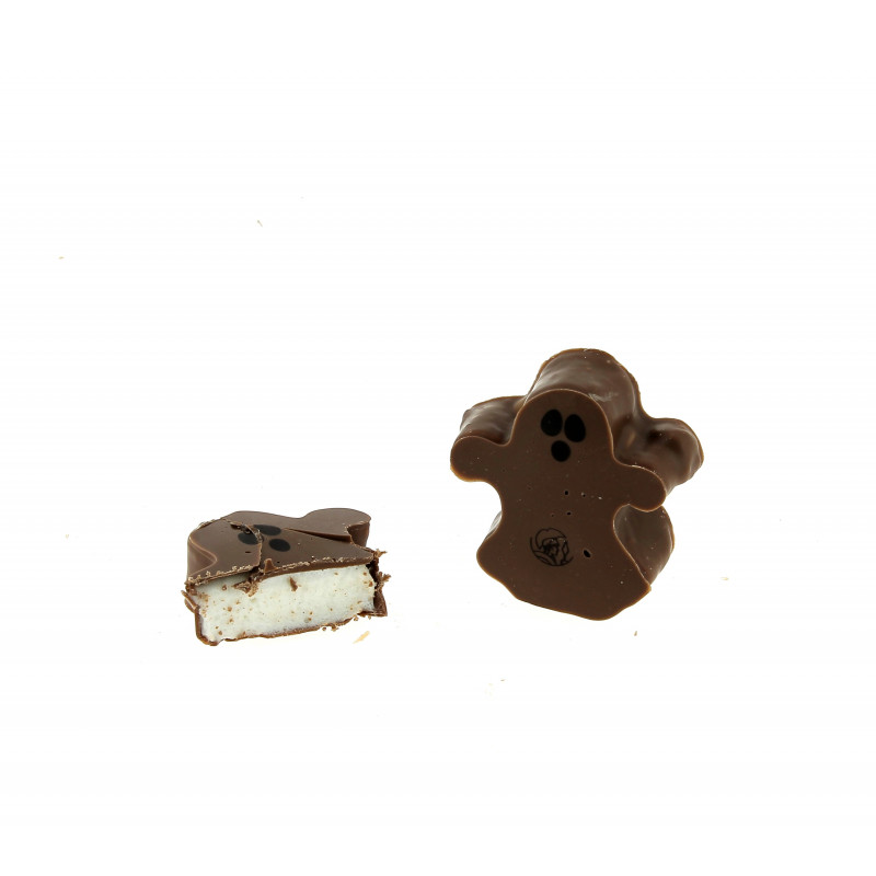 Duo de fantômes à la guimauve enrobés de chocolat Leonidas au lait