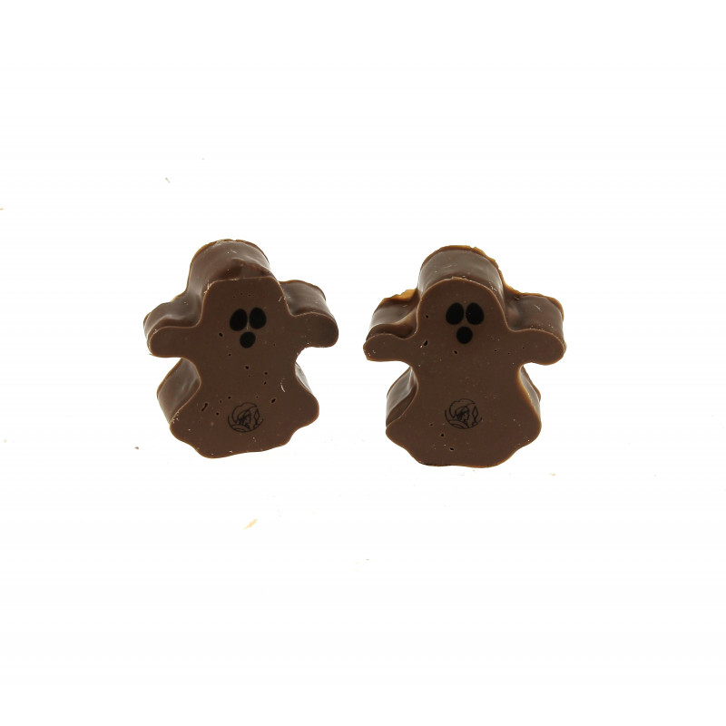 Duo de fantômes à la guimauve enrobés de chocolat Leonidas au lait