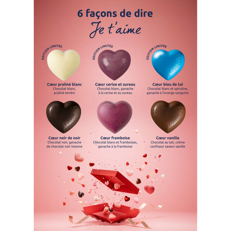Coeur métal "édition limitée" garni de 125 g de chocolats Leonidas