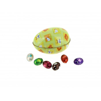 Œuf métal garni de 200 g de petits œufs en chocolat Leonidas