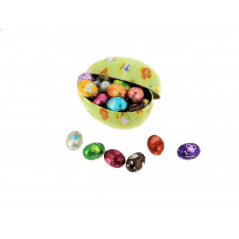 Œuf métal garni de 200 g de petits œufs en chocolat Leonidas