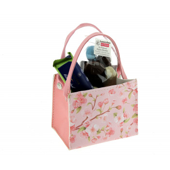 Sac fleurs de cerisier garni de 200 g de chocolats Leonidas