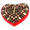 Coeur géant velours rouge garni de chocolats Leonidas